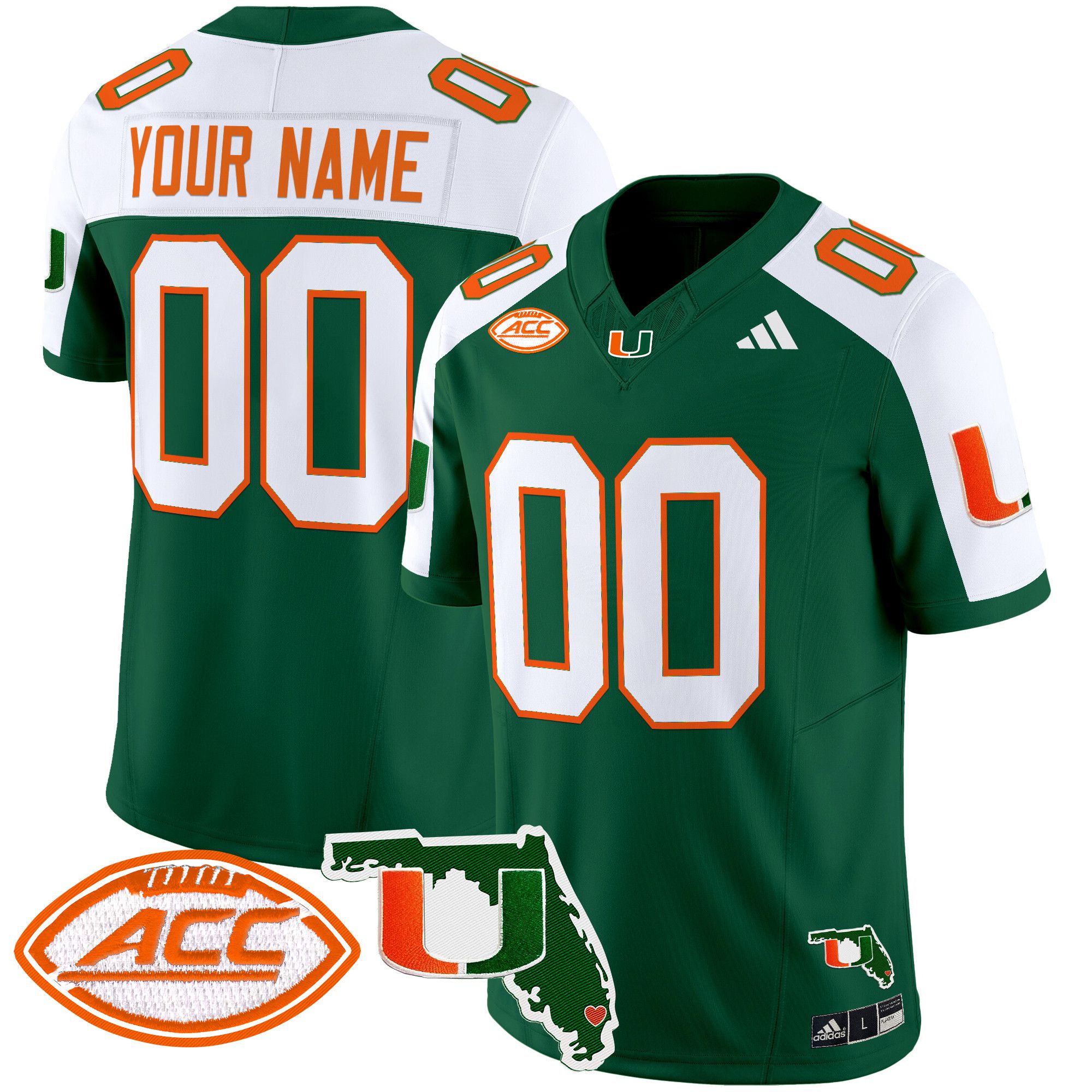 Men Miami Hurricanes Green 2024 Florida Patch Vapor Limited Custom NCAA Jersey